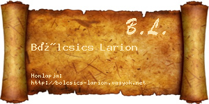 Bölcsics Larion névjegykártya
